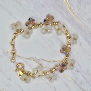 Gold and Cream Floral Bracelet
